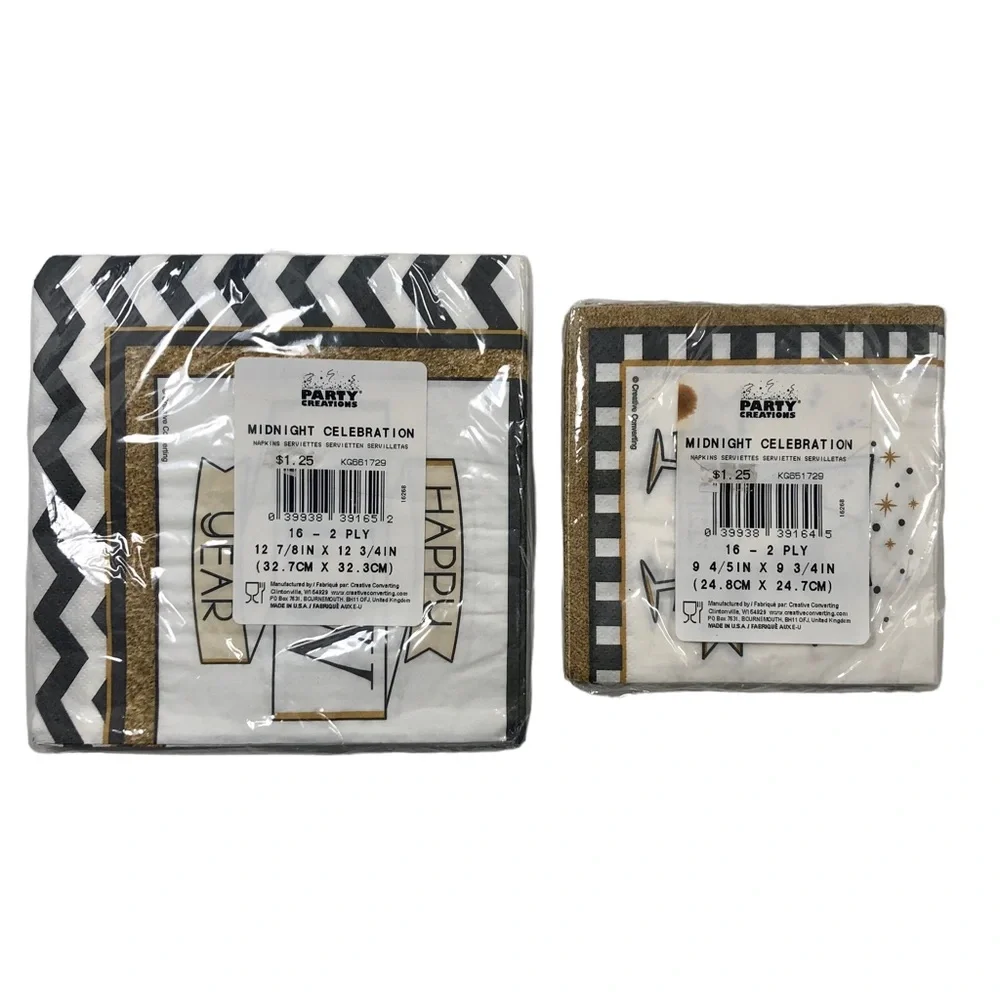 Happy New Year Dinner Napkin & Cheers Cocktail Napkin 16 Ct. (Set of 2)